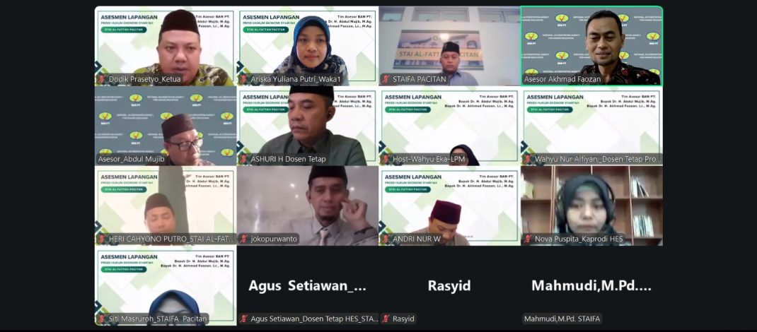 STAI Al-Fattah Pacitan Laksanakan Asesmen Lapangan Akreditasi Program Studi Hukum Ekonomi Syari’ah Secara Daring